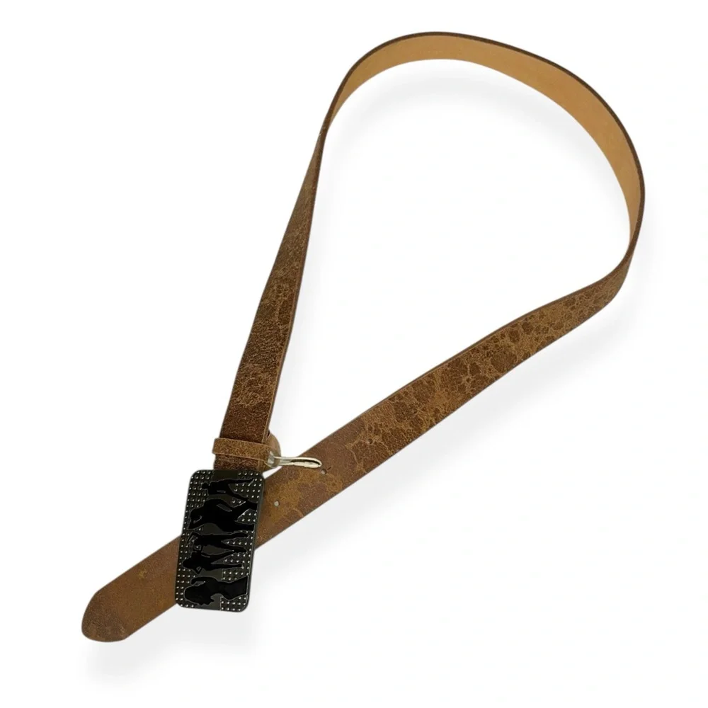 JADED LONDON Wasted Potential Club Leather Belt, Brown, OS